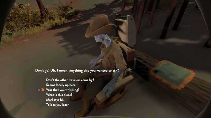 In-game plate for Esker: conditional 'Marl says hi'