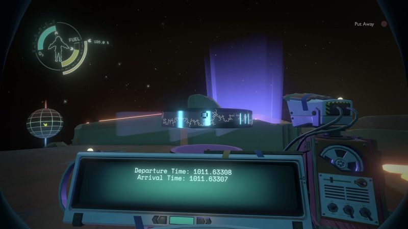 In-game plate for Timber Hearth: Ash Twin warp arrival pad/receiver (large Geyser Mountain south of the Village)