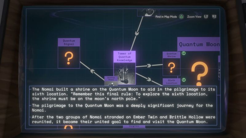 In-game plate for Brittle Hollow Tower of Quantum Knowledge: Pilgrimage information