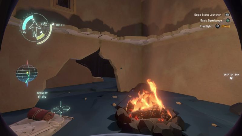In-game plate for Brittle Hollow: Riebeck's gravity-crystal camp notes