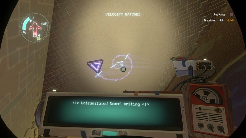 In-game plate for Brittle Hollow upper Tower of Quantum Knowledge: two scrolls