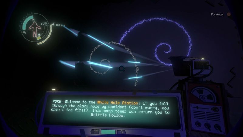 In-game plate for White Hole Station: Poke's Welcome text