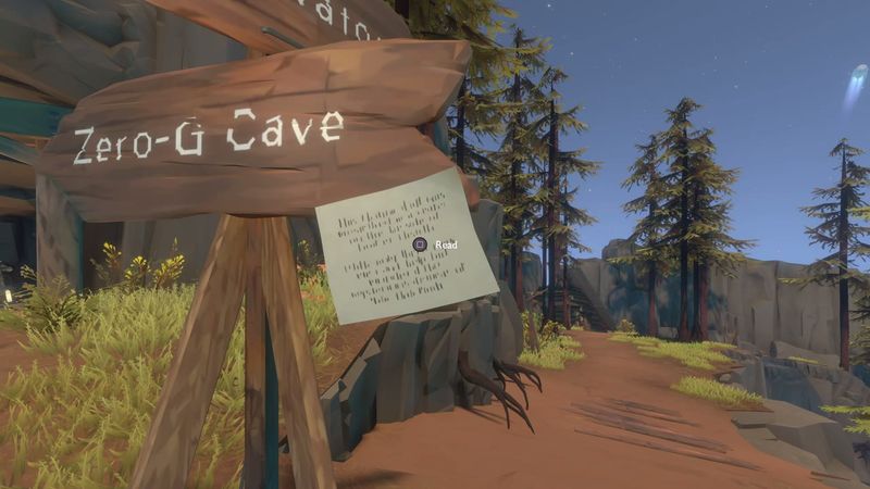 In-game plate for Timber Hearth: Gossan's Zero-G Cave note