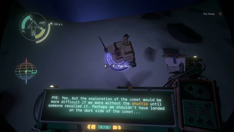 In-game plate for Interloper: outside shuttle recording