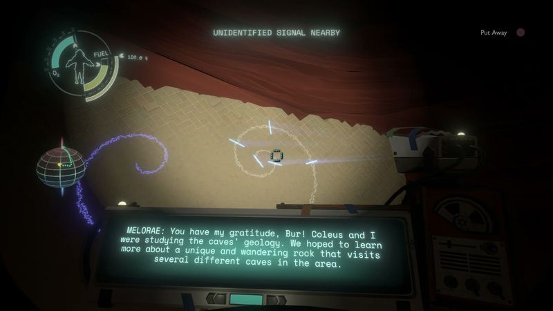 In-game plate for Ember Twin Quantum Caves + Lakebed Cave: disappearance texts