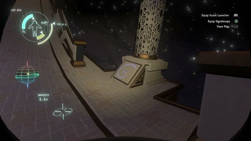 In-game plate for Brittle Hollow Gravity Cannon: control text