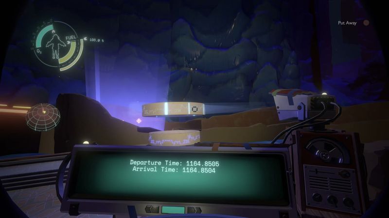 In-game plate for Brittle Hollow Black Hole Forge: dynamic warp-platform readout
