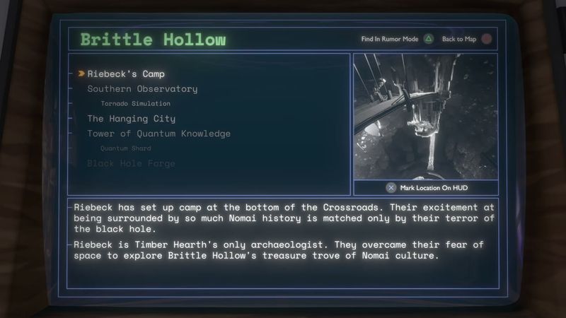In-game plate for Brittle Hollow: Riebeck's Camp