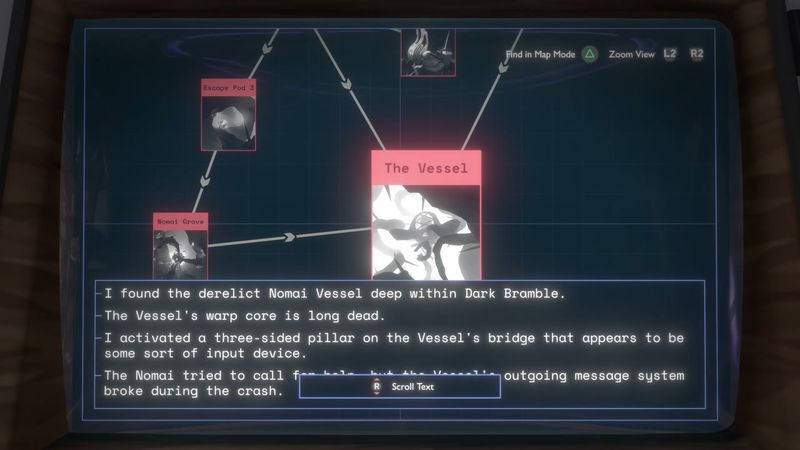 In-game plate for Dark Bramble: The Vessel