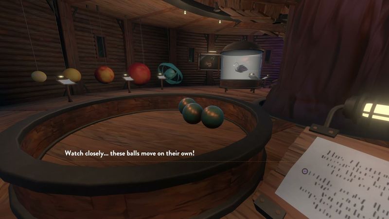 In-game plate for Museum placard: Attlerock gravity (orbiting balls tray)