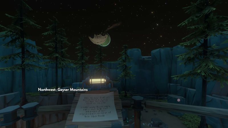 In-game plate for Trailhead placard: Northwest — Geyser Mountains