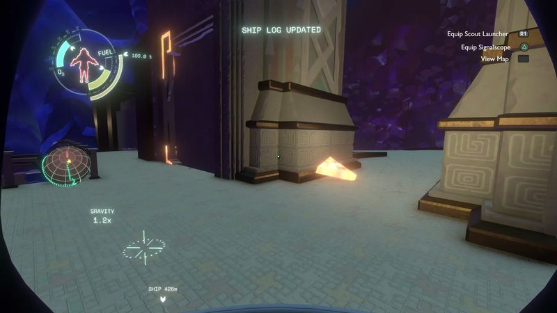 In-game plate for Hanging City sign: Black Hole Forge controls pointer
