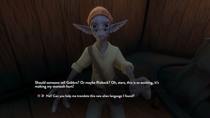In-game plate for Timber Hearth: Hal's statue line (Village card 3rd entry)